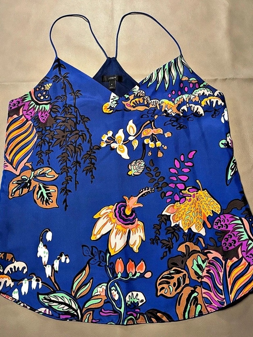 J. Crew Floral Cobalt Blue Camisole Size 8 Like New